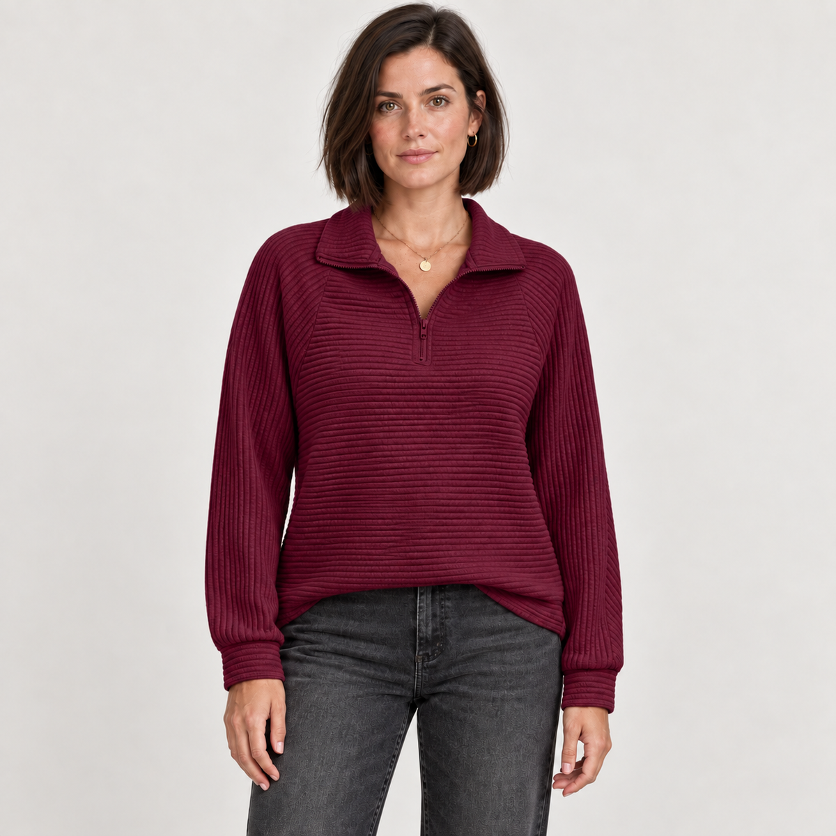 Abigail | Zip Up Knit Sweater