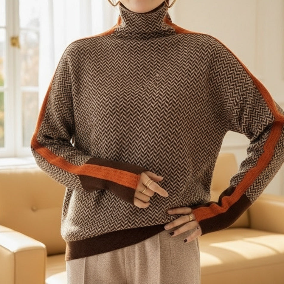Eleanor | Herringbone Luxe Turtleneck