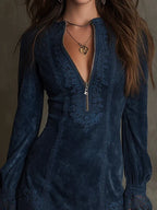 Debbie | Zip-Neck Decorative-Detail Mini Dress
