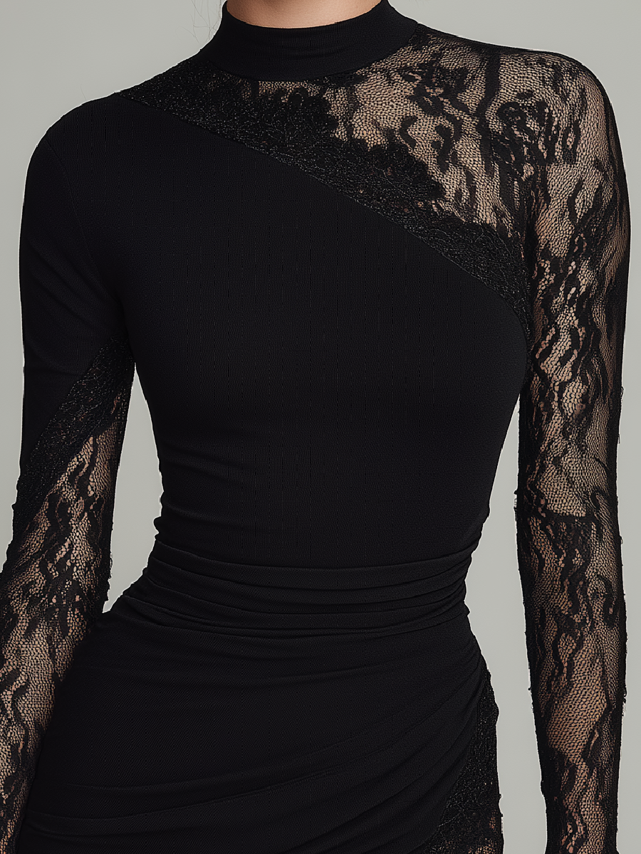 Nora | Asymmetric Lace-Detail Mini Dress