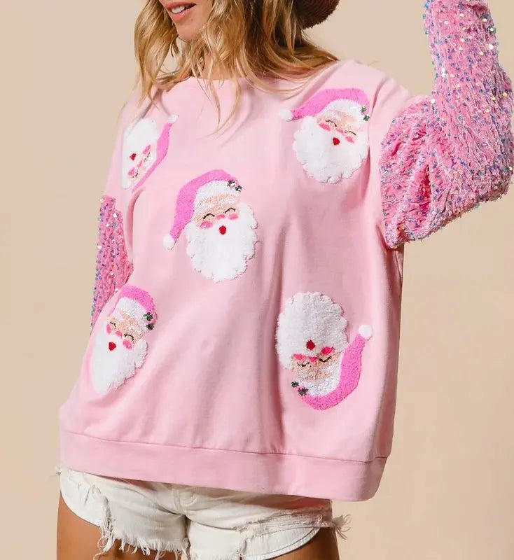 BRIANNA™- Sparkly Christmas Long Sleeve Pullover Sweater