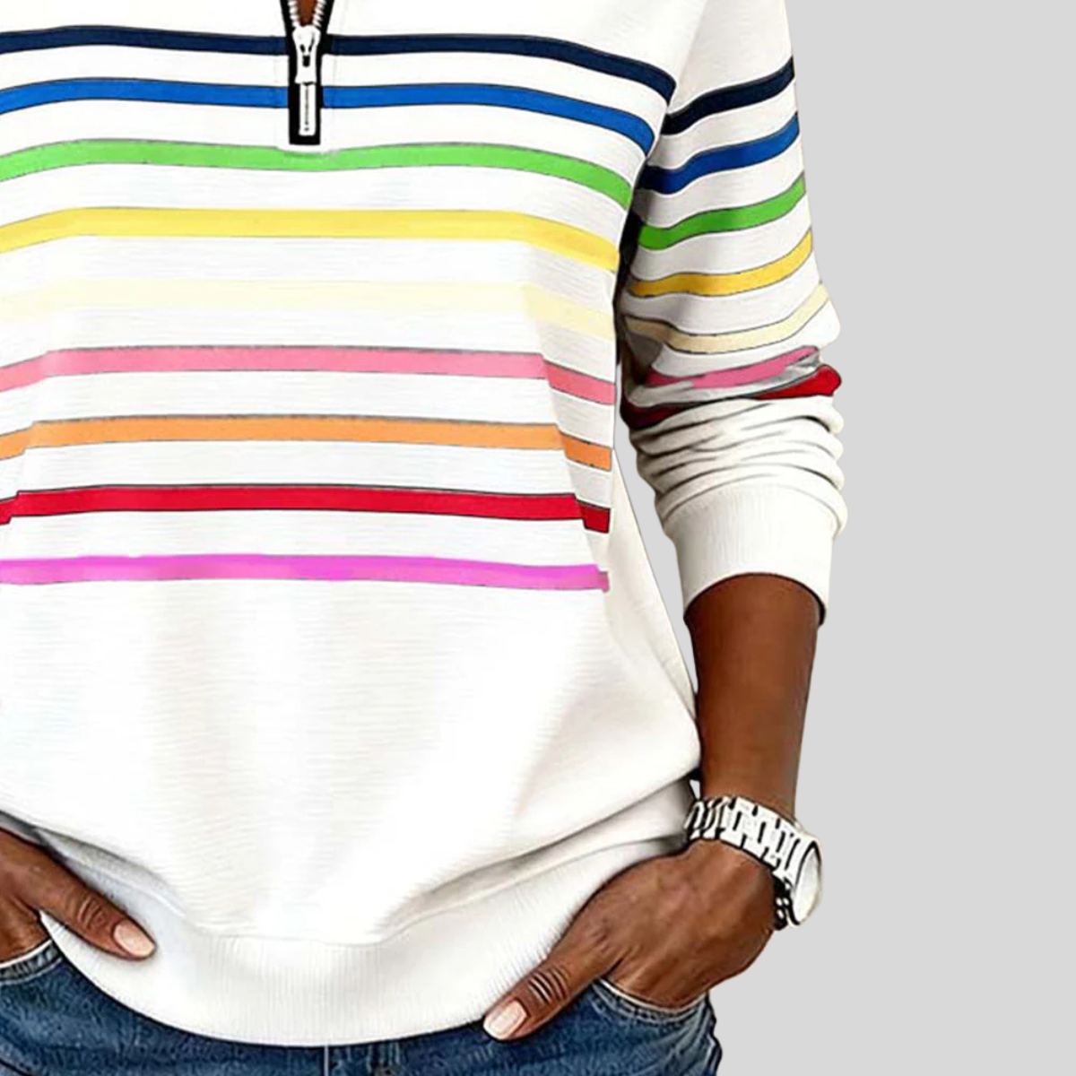 Diane | Colourful Striped Quarter-Zip Pullover