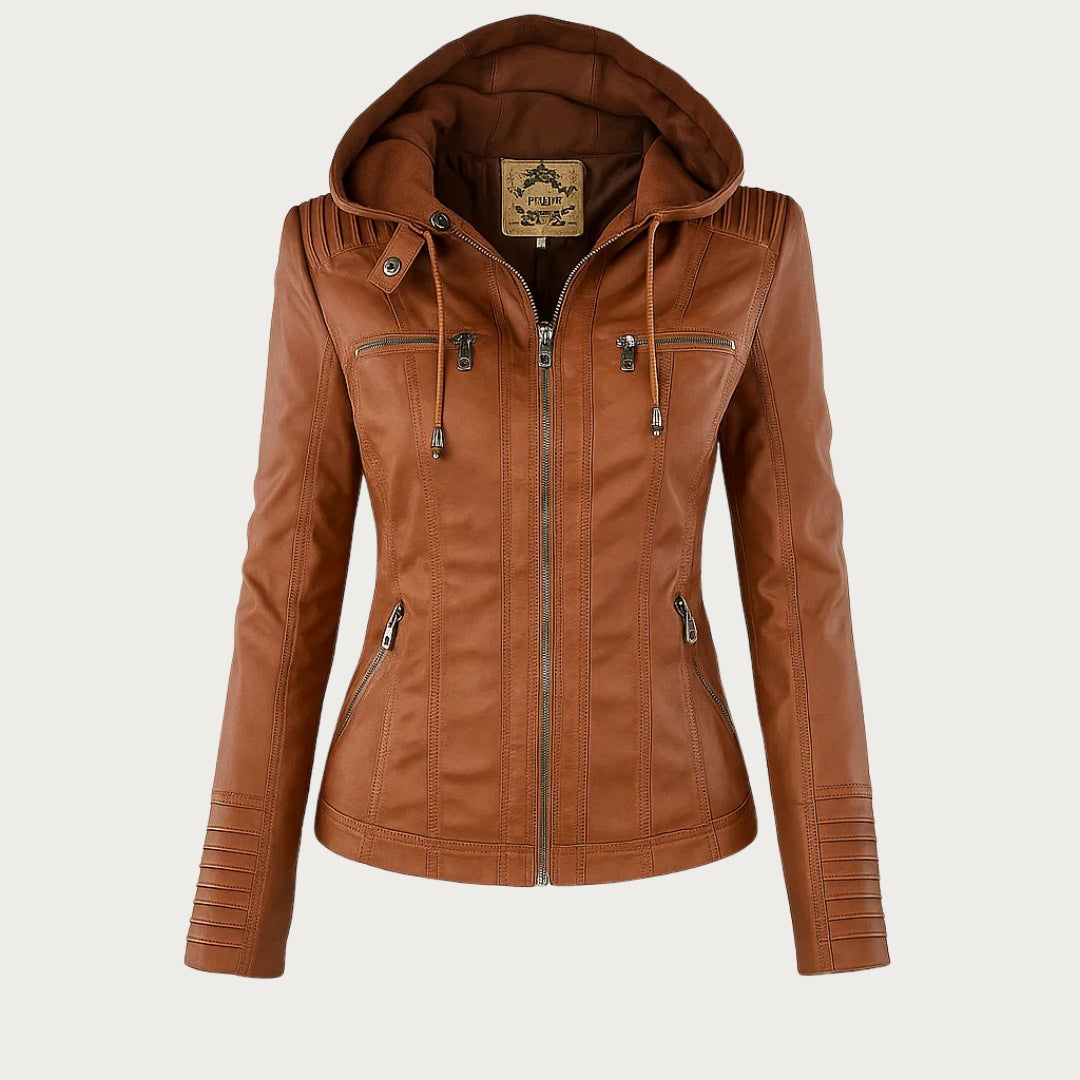 Women’s Hooded Zip-Front Moto-Style Jacket