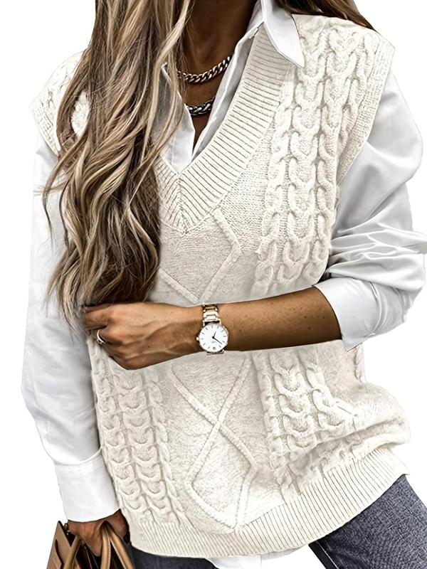 HANNAH™ - Preppy Textured V Neck Knit Vest for Fall & Winter Layering