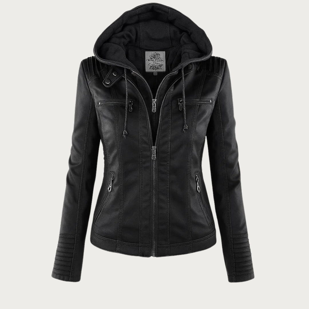 Women’s Hooded Zip-Front Moto-Style Jacket