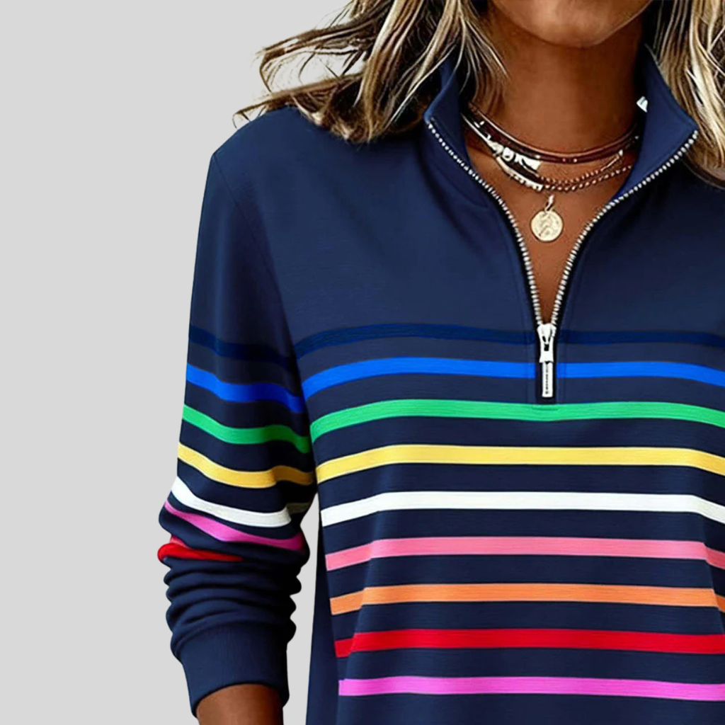 Diane | Colourful Striped Quarter-Zip Pullover