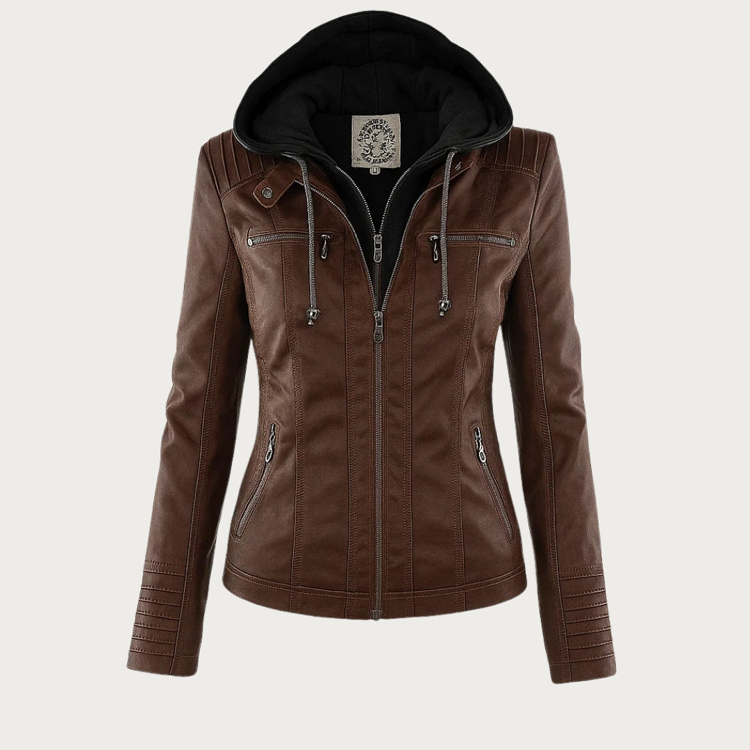 Women’s Hooded Zip-Front Moto-Style Jacket
