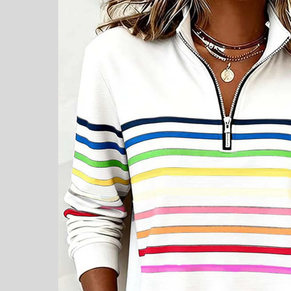 Diane | Colourful Striped Quarter-Zip Pullover