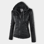 Women’s Hooded Zip-Front Moto-Style Jacket
