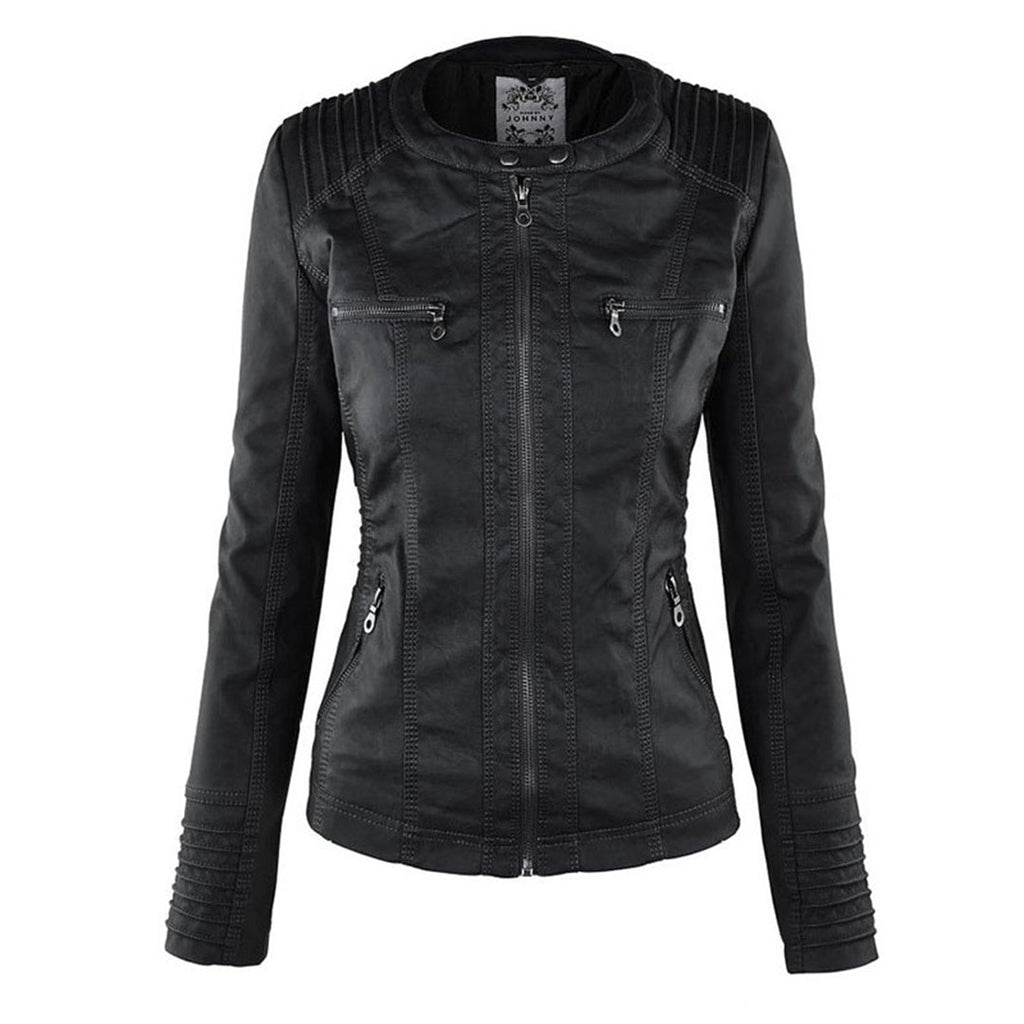Women’s Hooded Zip-Front Moto-Style Jacket