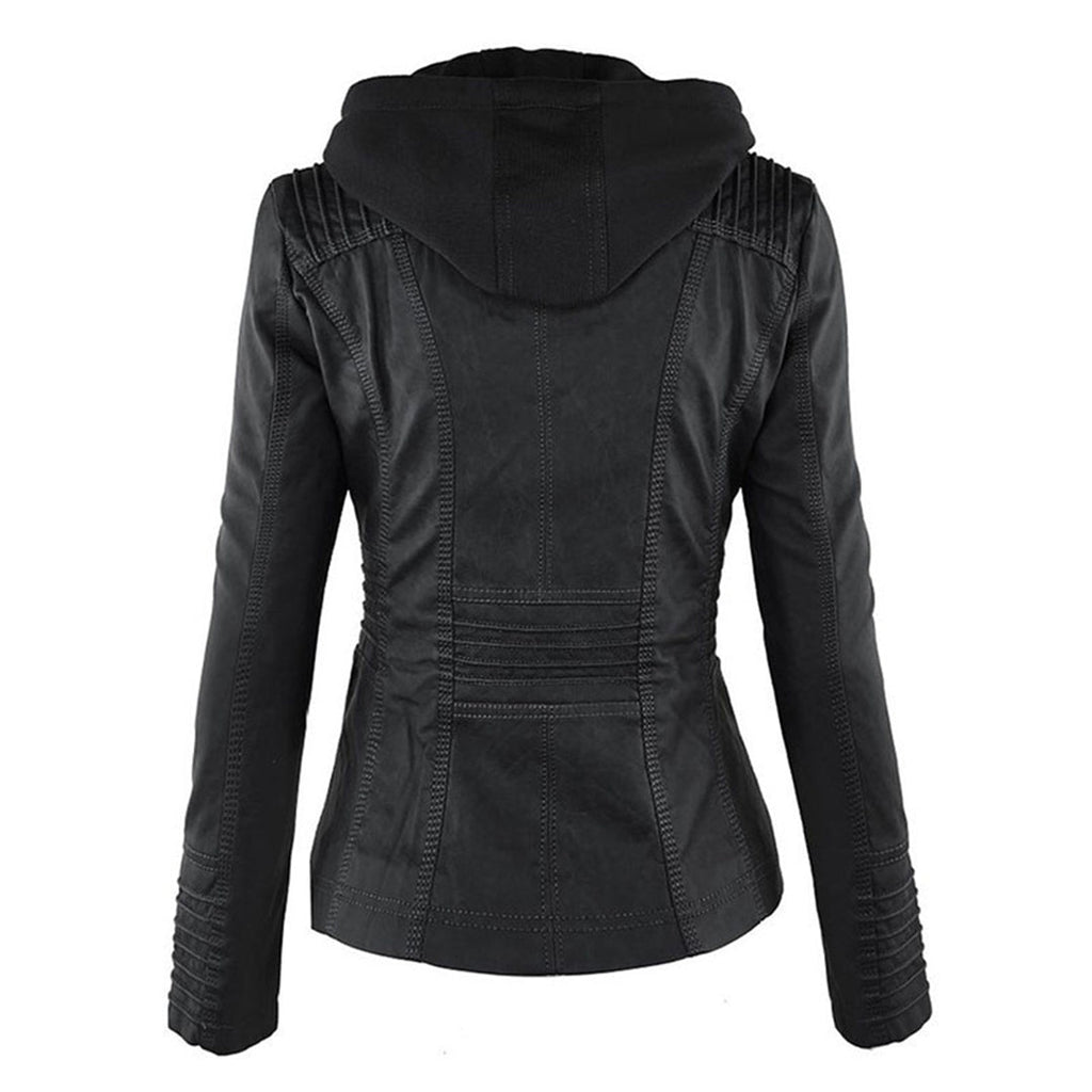 Women’s Hooded Zip-Front Moto-Style Jacket