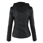 Women’s Hooded Zip-Front Moto-Style Jacket