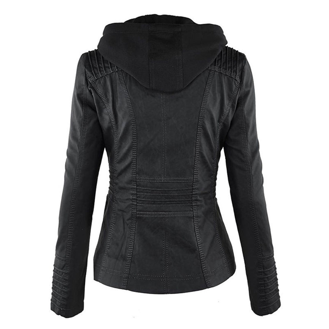 Women’s Hooded Zip-Front Moto-Style Jacket