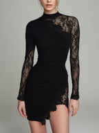 Nora | Asymmetric Lace-Detail Mini Dress
