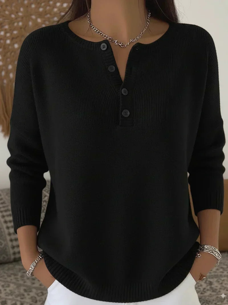 Susan | Button-Front Henley Sweater