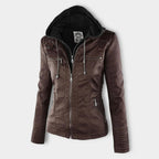 Women’s Hooded Zip-Front Moto-Style Jacket