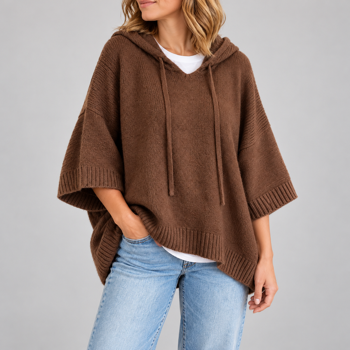 Mariette - Hooded Knit Poncho