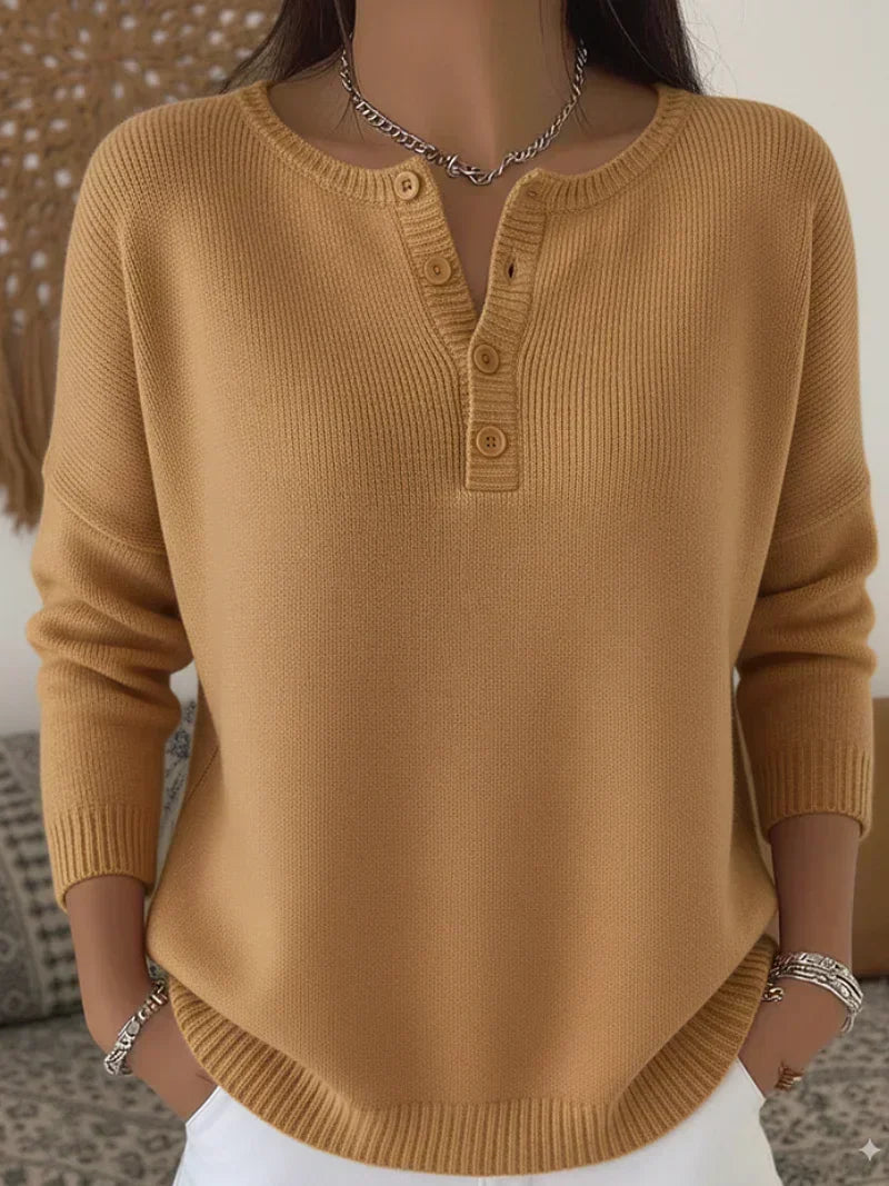 Susan | Button-Front Henley Sweater