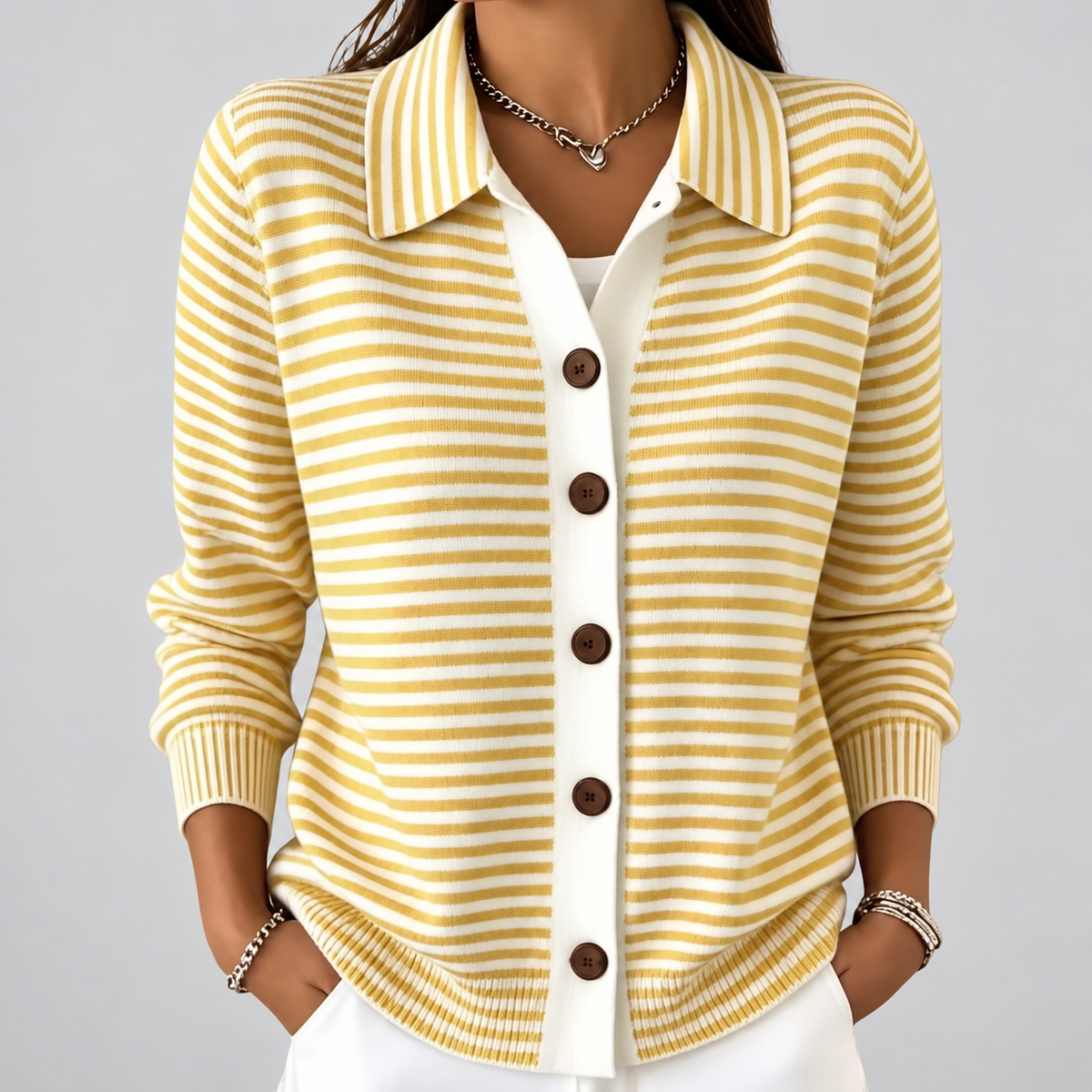 Nola™ Striped Button Cardigan