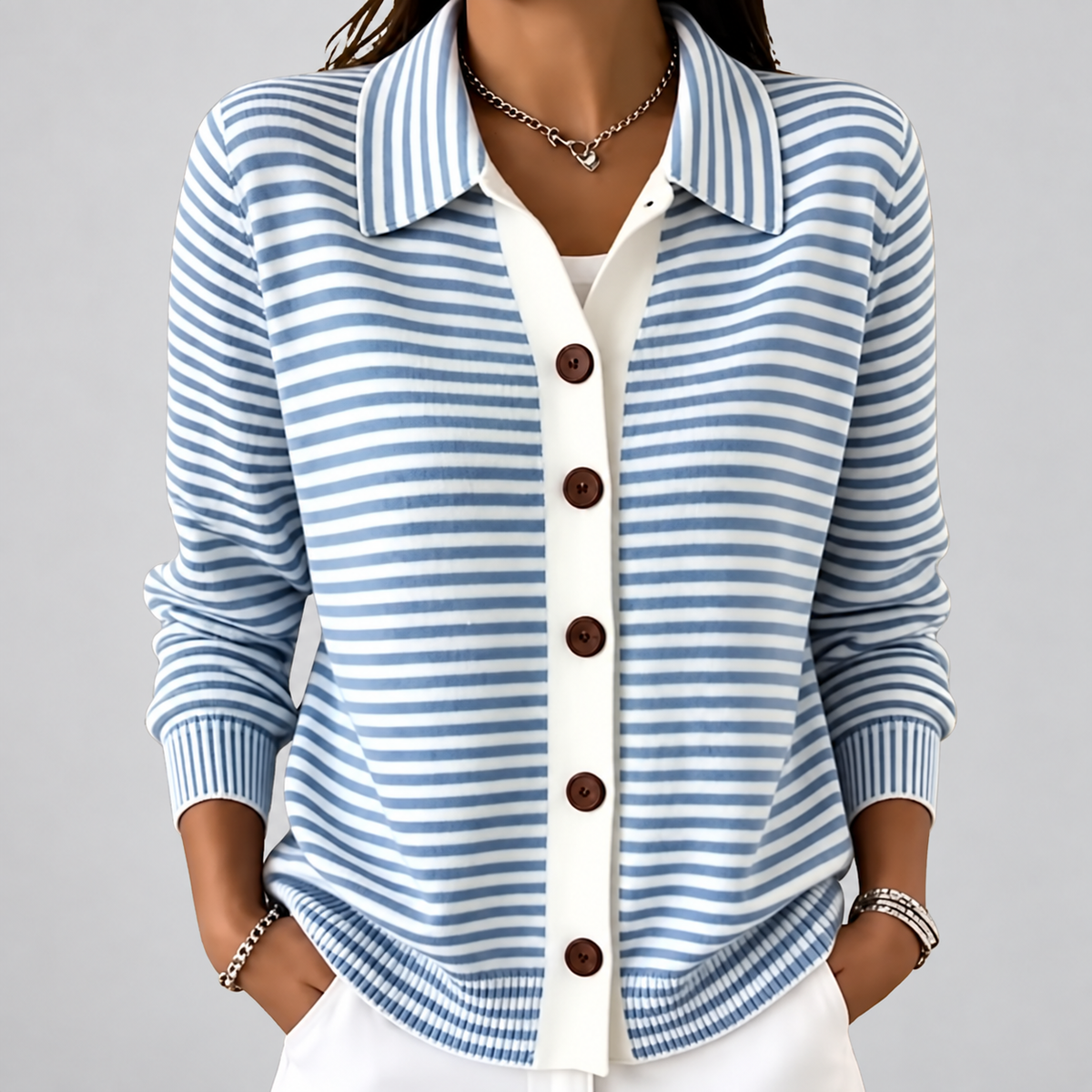 Nola™ Striped Button Cardigan