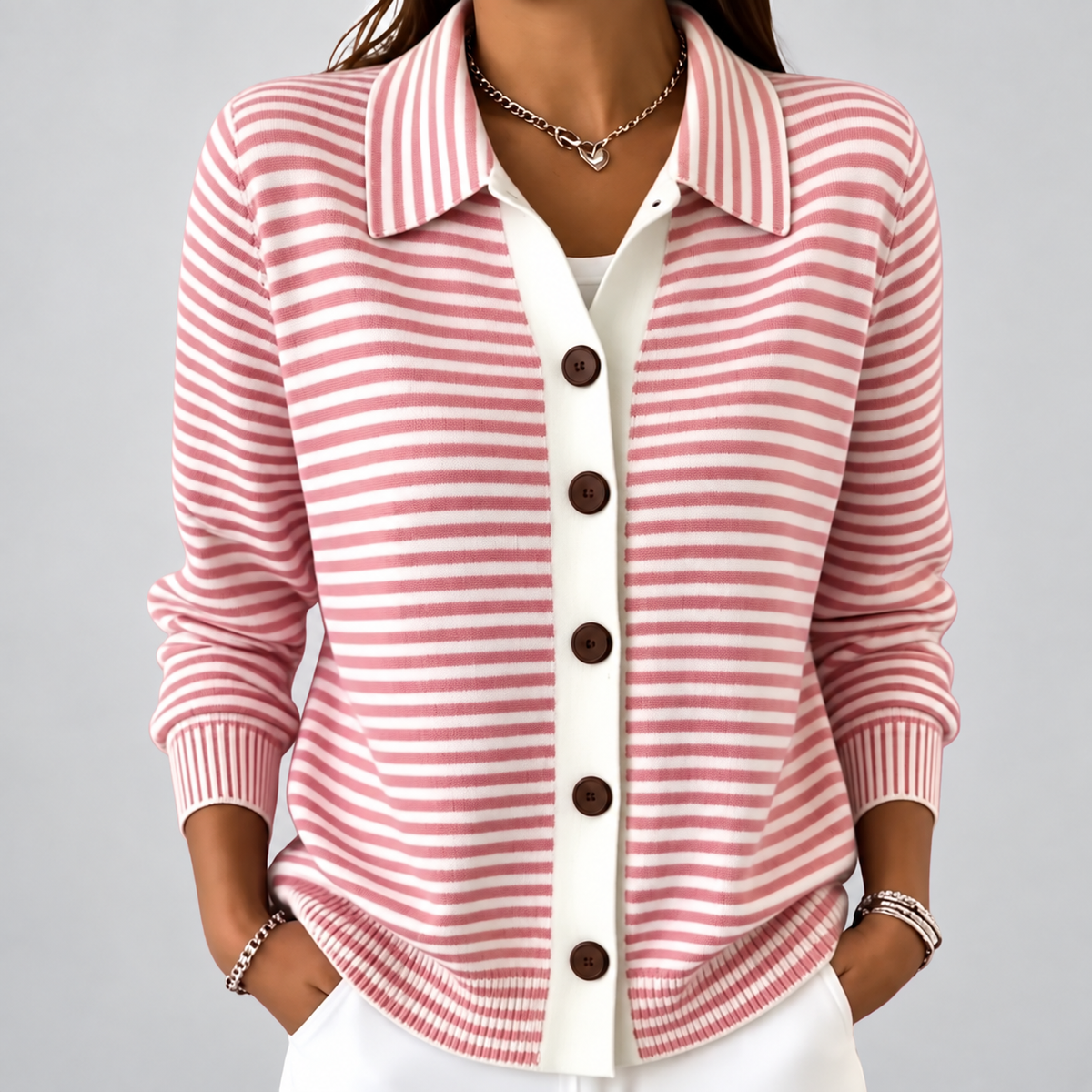 Nola™ Striped Button Cardigan
