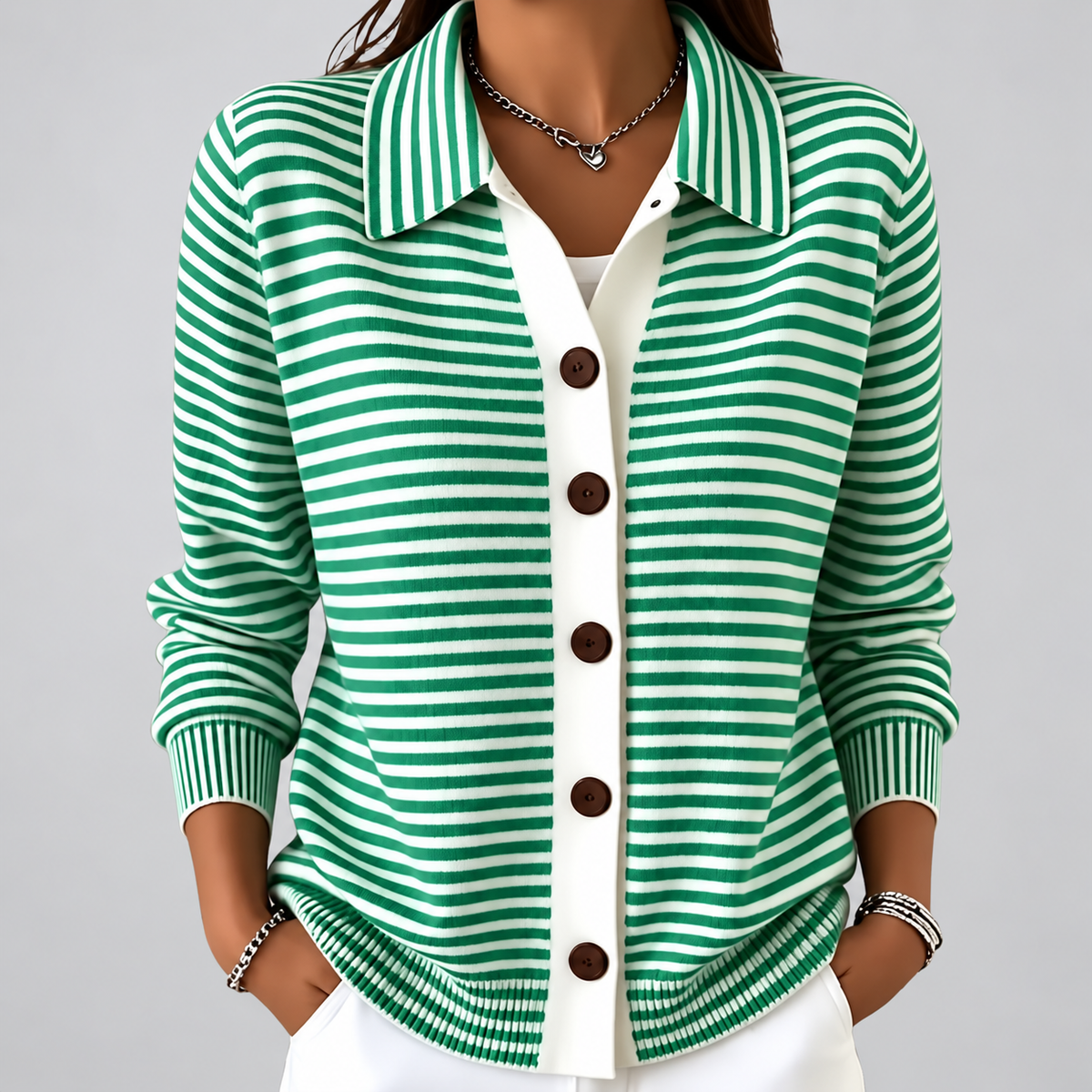 Nola™ Striped Button Cardigan