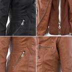 Women’s Hooded Zip-Front Moto-Style Jacket
