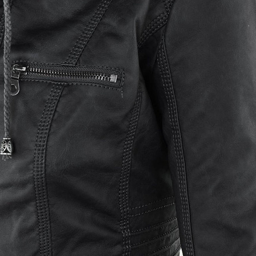 Women’s Hooded Zip-Front Moto-Style Jacket