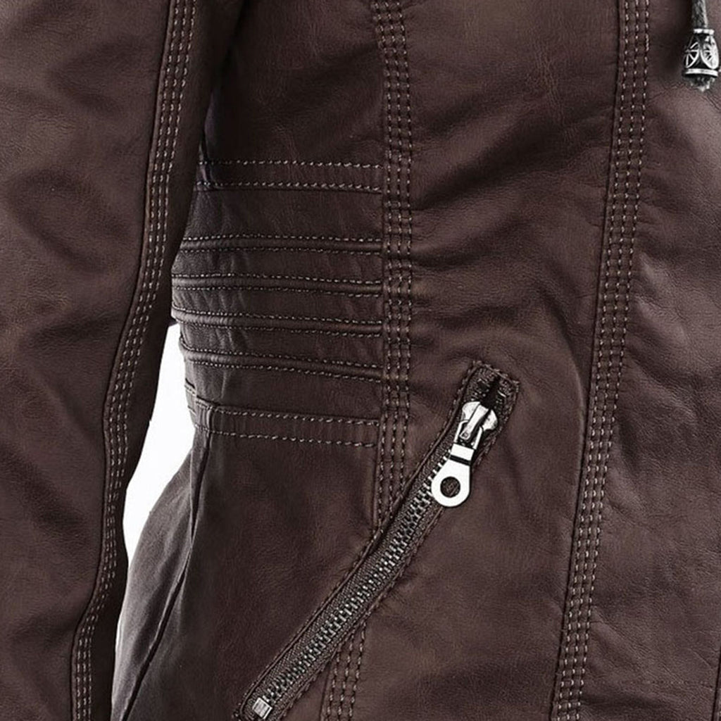 Women’s Hooded Zip-Front Moto-Style Jacket