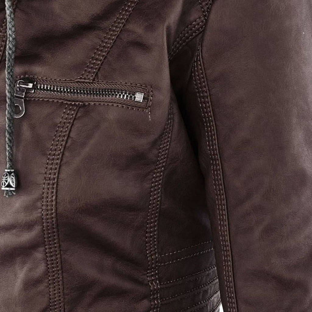Women’s Hooded Zip-Front Moto-Style Jacket