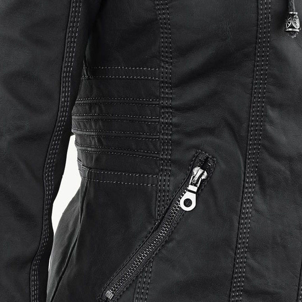 Women’s Hooded Zip-Front Moto-Style Jacket