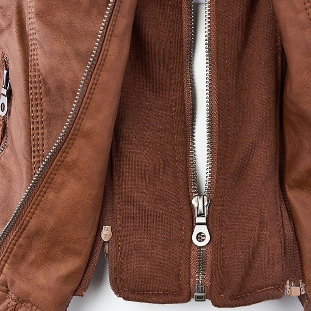 Women’s Hooded Zip-Front Moto-Style Jacket
