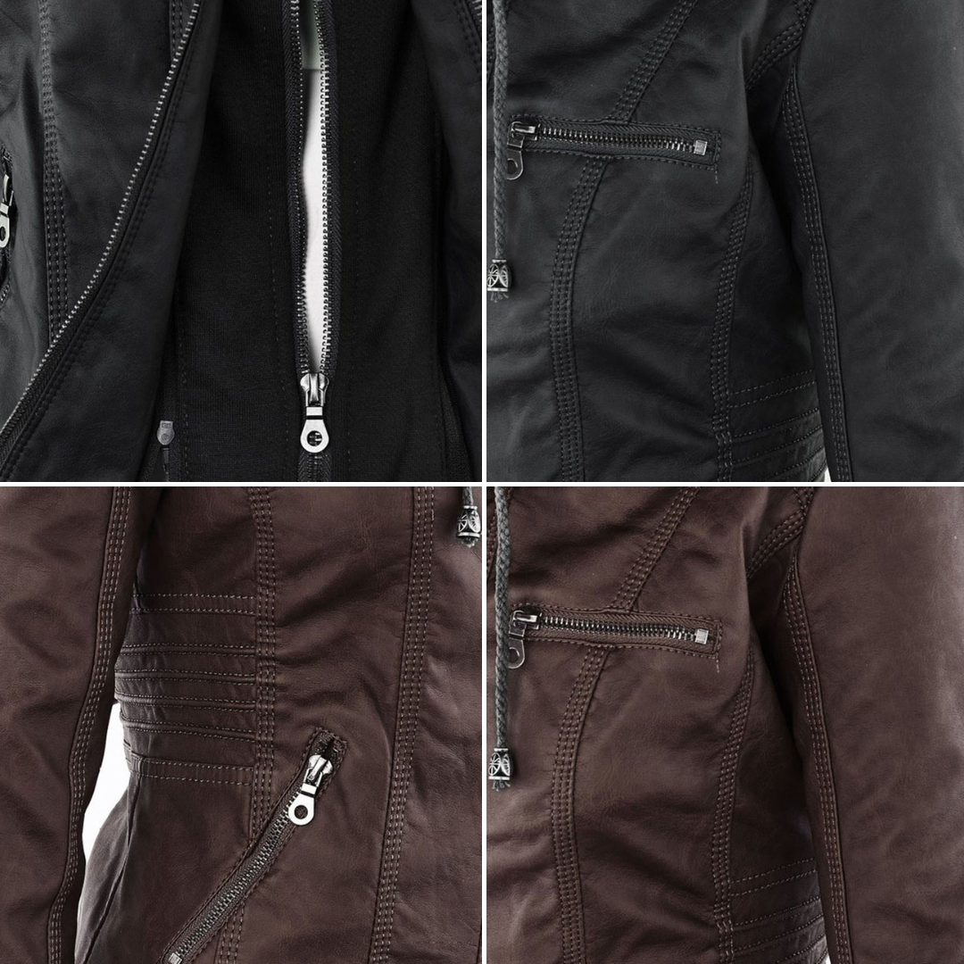 Women’s Hooded Zip-Front Moto-Style Jacket