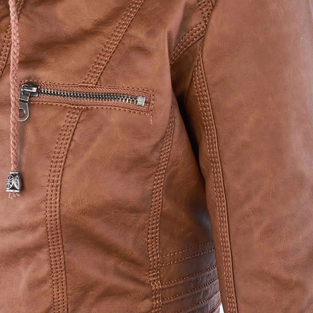 Women’s Hooded Zip-Front Moto-Style Jacket