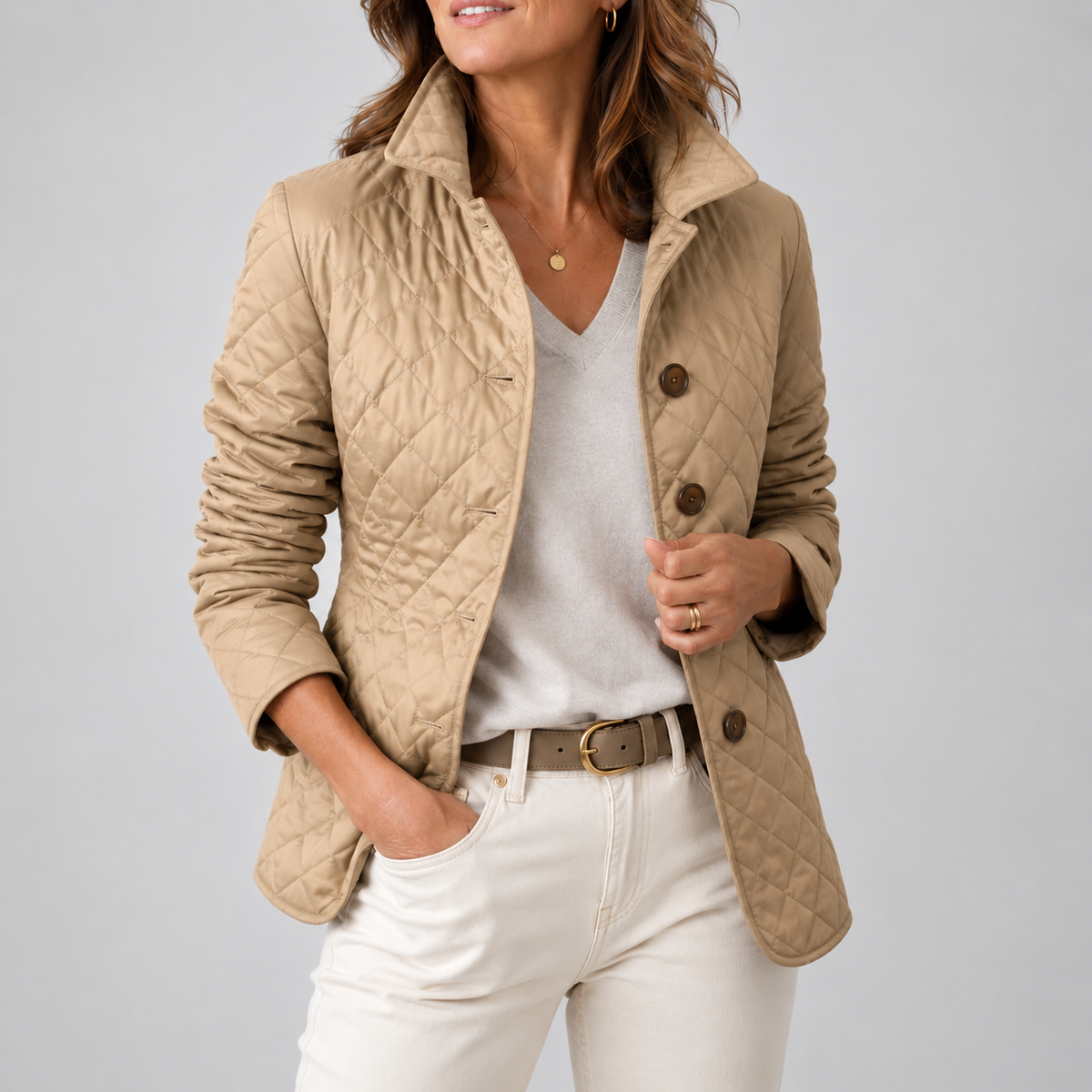 Women’s Diamond-Quilted Button-Front Jacket