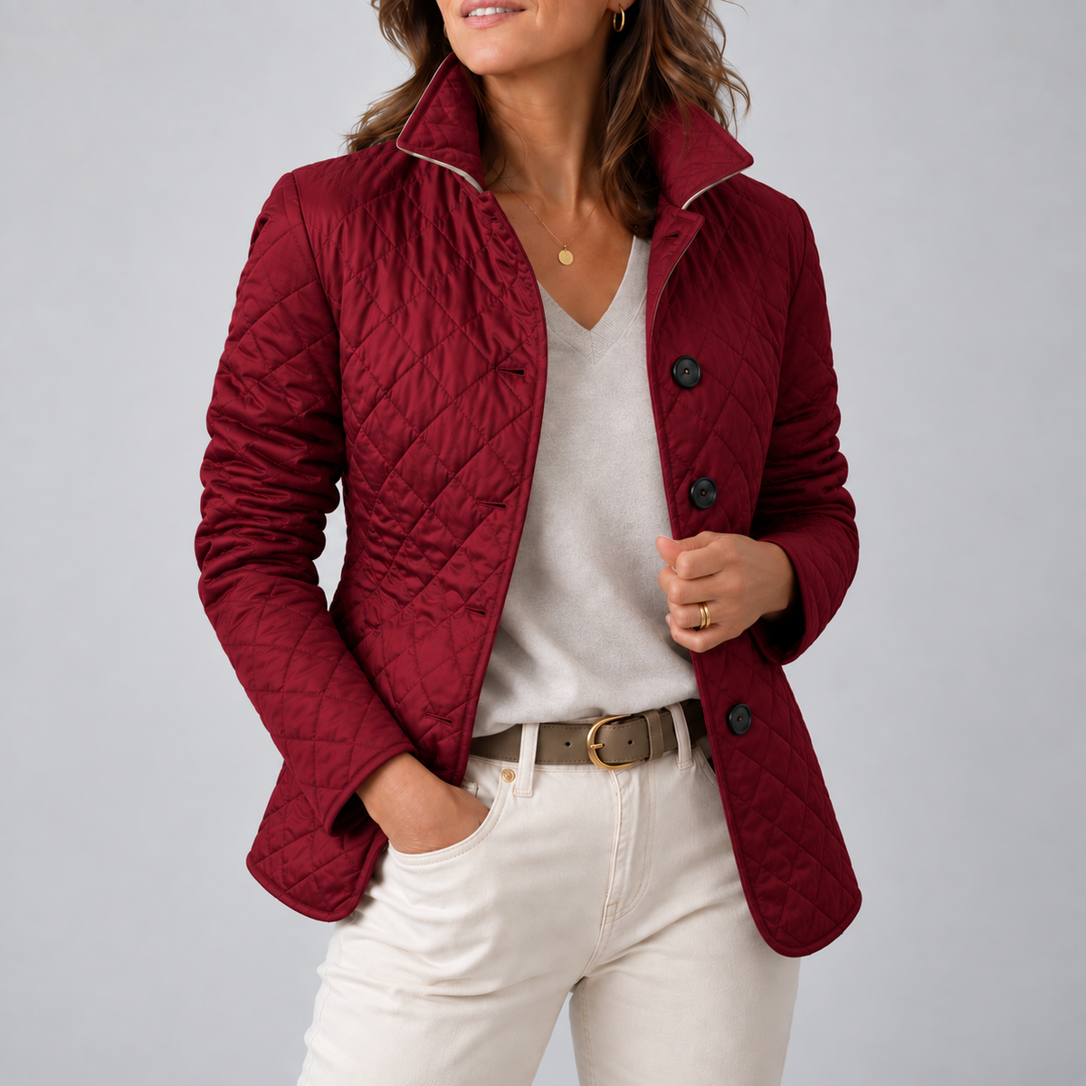 Women’s Diamond-Quilted Button-Front Jacket