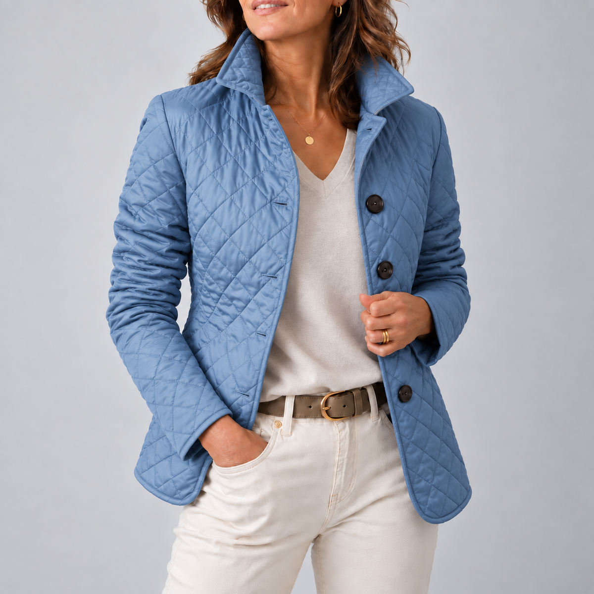 Women’s Diamond-Quilted Button-Front Jacket