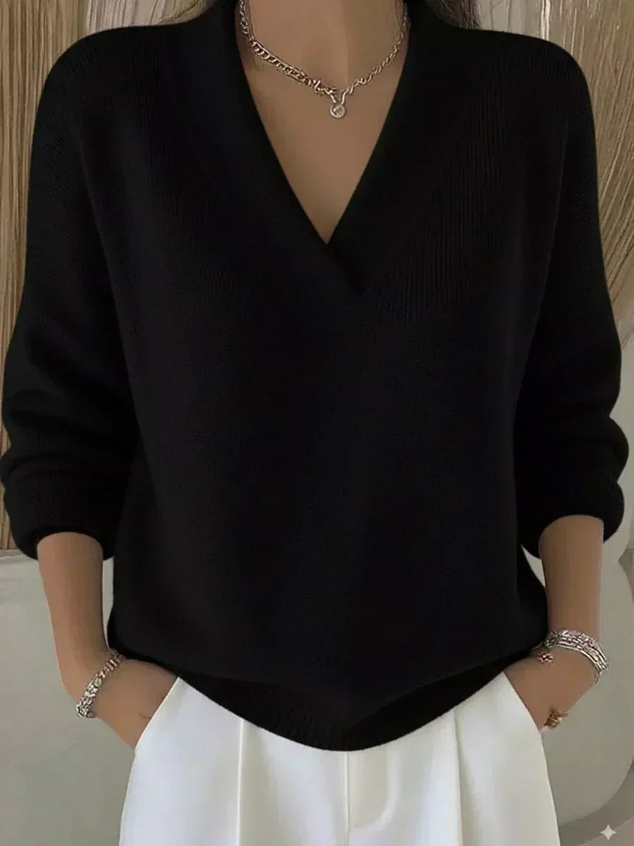 Heather | Relaxed V-Neck Sweater