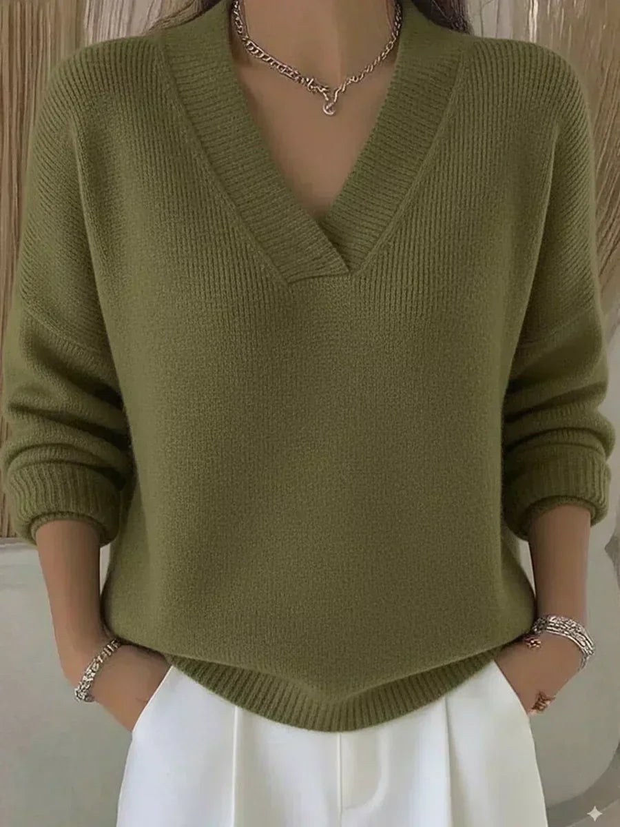 Heather | Relaxed V-Neck Sweater