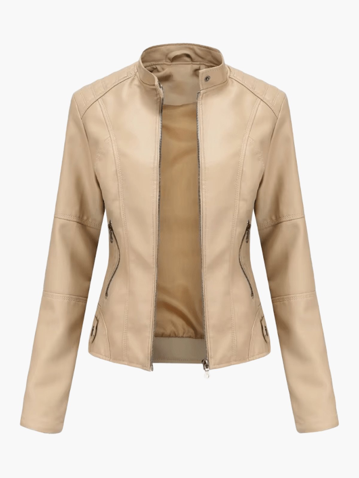 Wilhelmina | Stand-Collar Zip-Front Moto Jacket