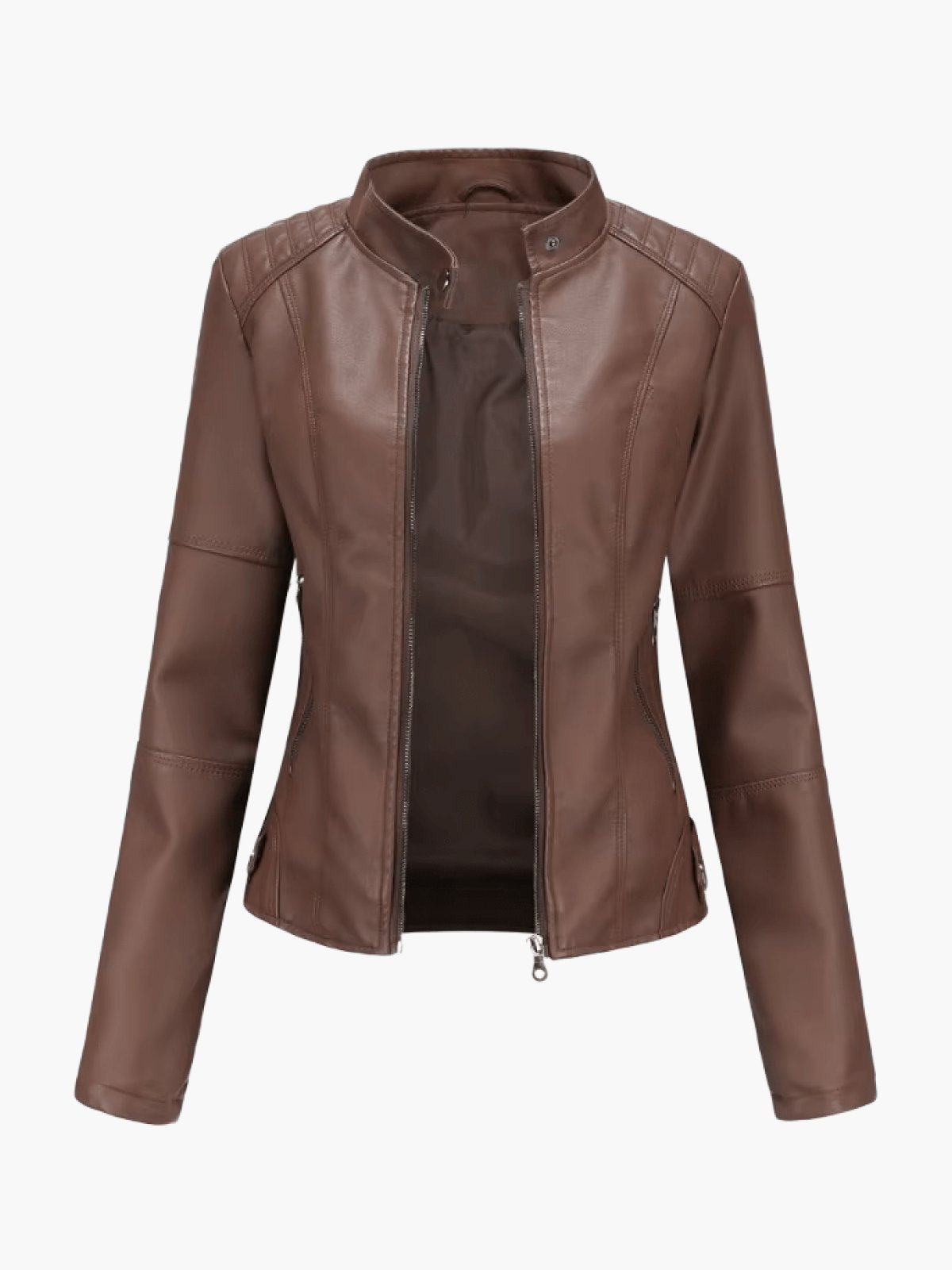 Wilhelmina | Stand-Collar Zip-Front Moto Jacket