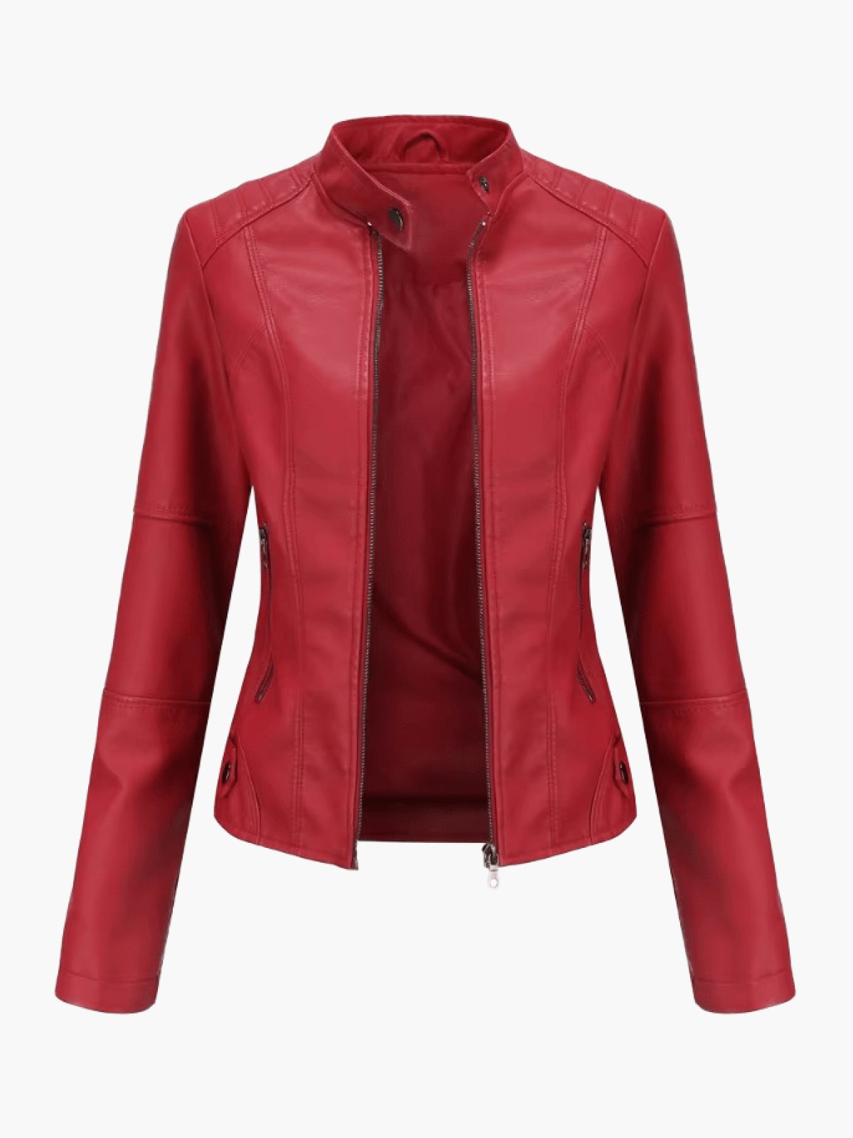 Wilhelmina | Stand-Collar Zip-Front Moto Jacket