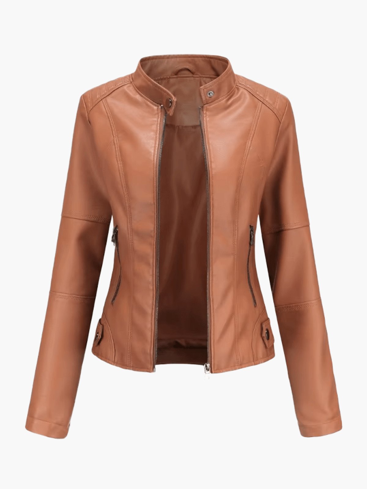 Wilhelmina | Stand-Collar Zip-Front Moto Jacket