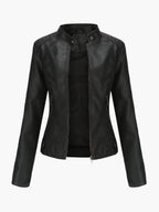 Wilhelmina | Stand-Collar Zip-Front Moto Jacket