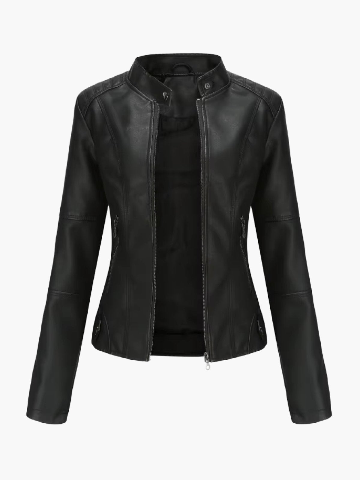 Wilhelmina | Stand-Collar Zip-Front Moto Jacket