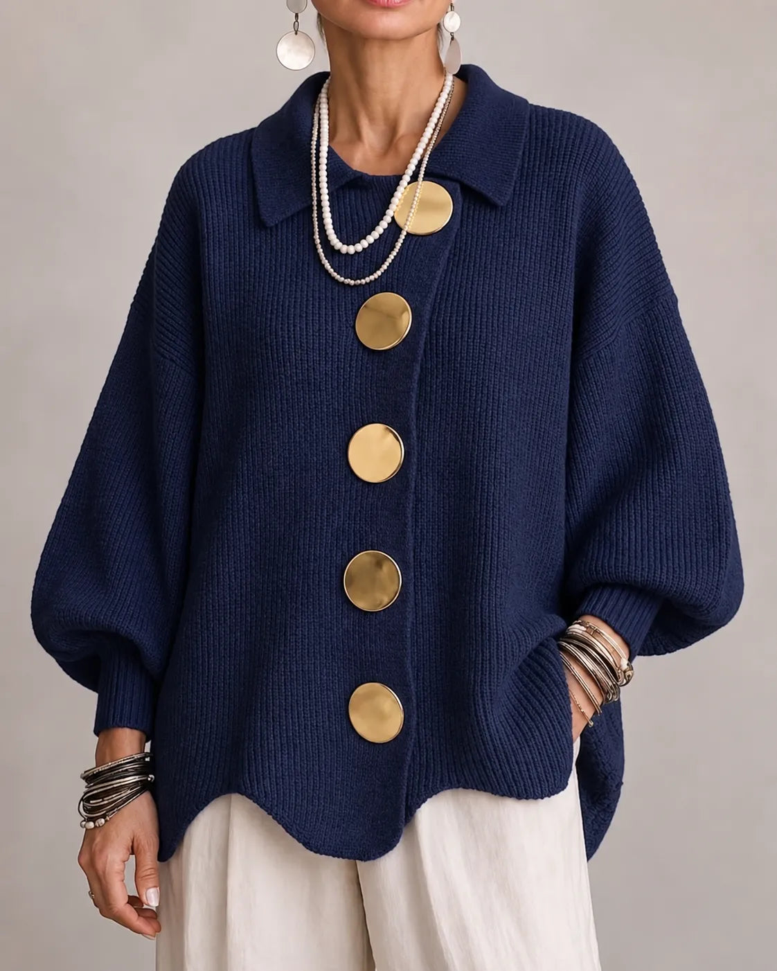 Elara | Oversized Button Knit Sweater