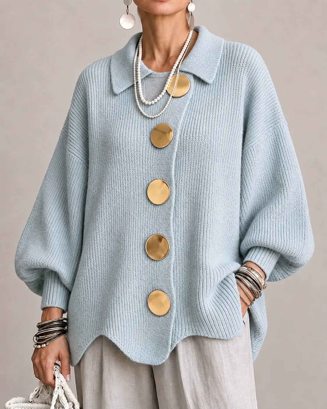 Elara | Oversized Button Knit Sweater