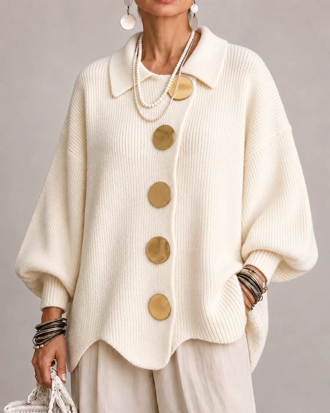 Elara | Oversized Button Knit Sweater