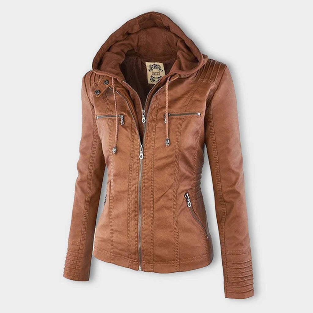 Women’s Hooded Zip-Front Moto-Style Jacket