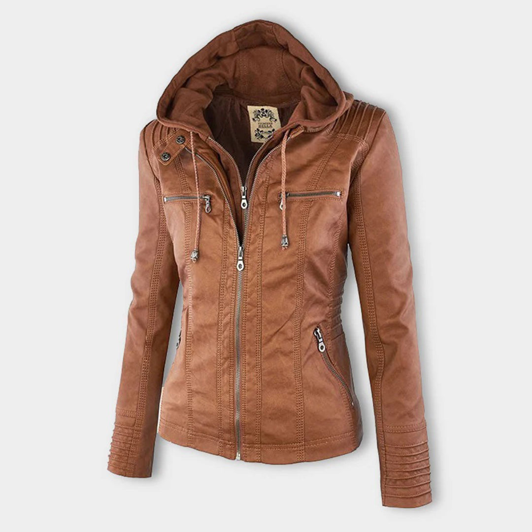Women’s Hooded Zip-Front Moto-Style Jacket